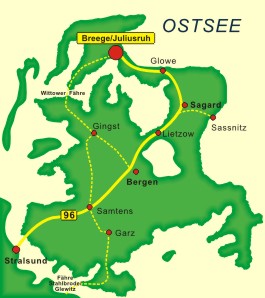 Insel Rügen - Anfahrt zum Seebad Breege-Juliusruh